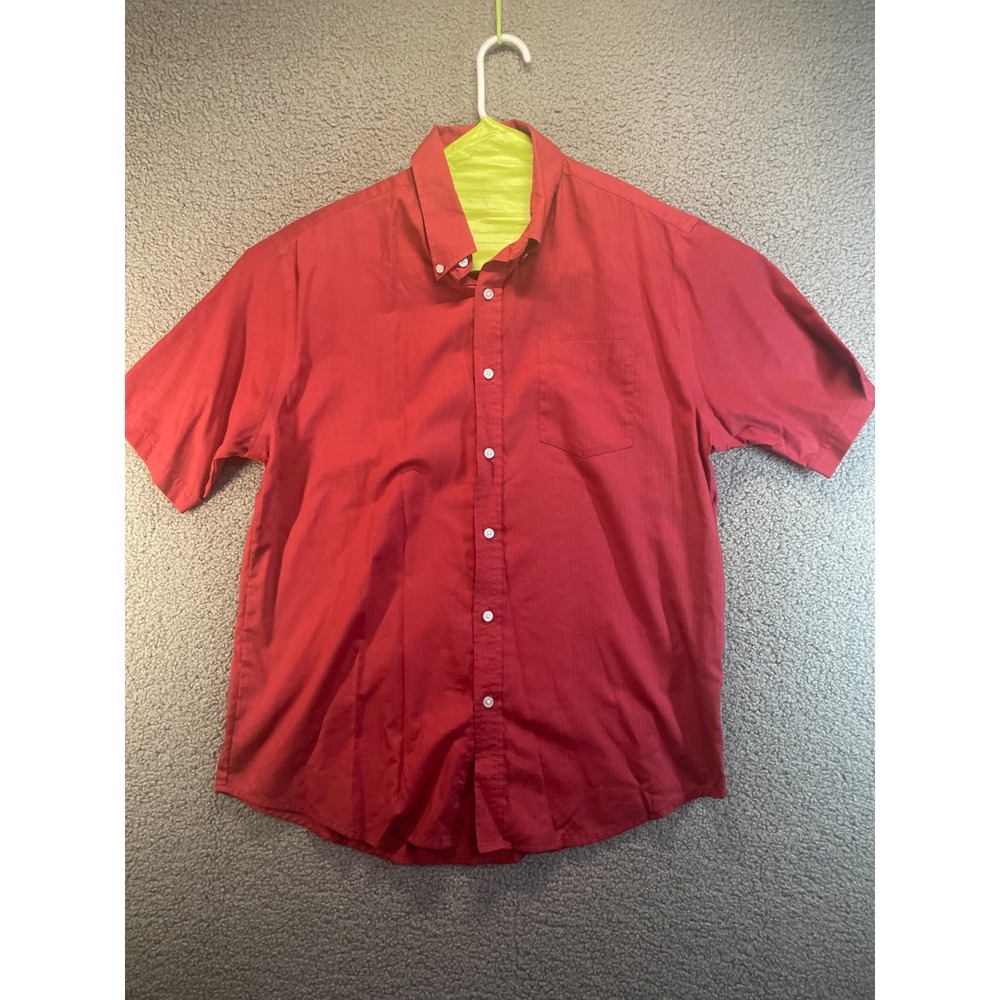 Croft & Barrow Short Sleeve Shirt Men's Large Red Casual preppy